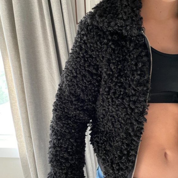 Fun&Fun Curly Black Furry Jacket - Picture 6 of 10